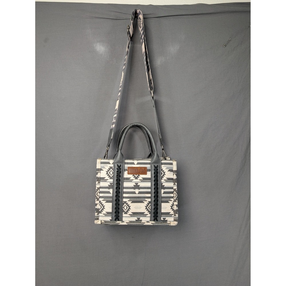 Wrangler Aztec Print Canvas Tote Bag Grey Black Western Crossbody Handbag